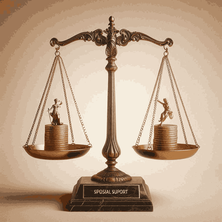 A scale representing fairness and balance in spousal support 11zon